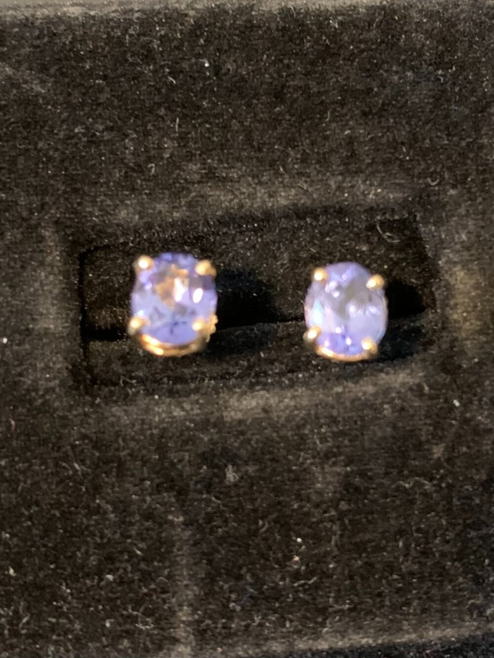 14K gold and Tanzanite Post Earrings with screw on back